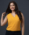 Mustard Solid Scallop Trim Sleeveless Top